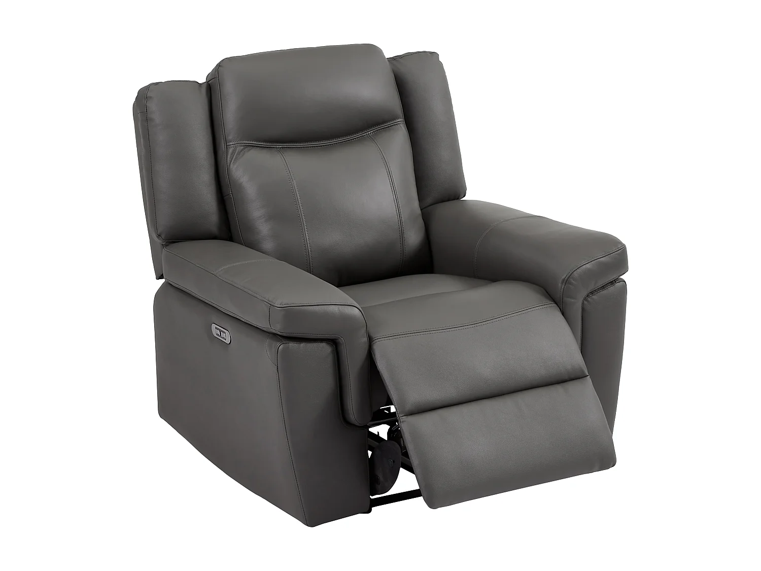 Elektrisk grå skinnfåtölj KENNETH