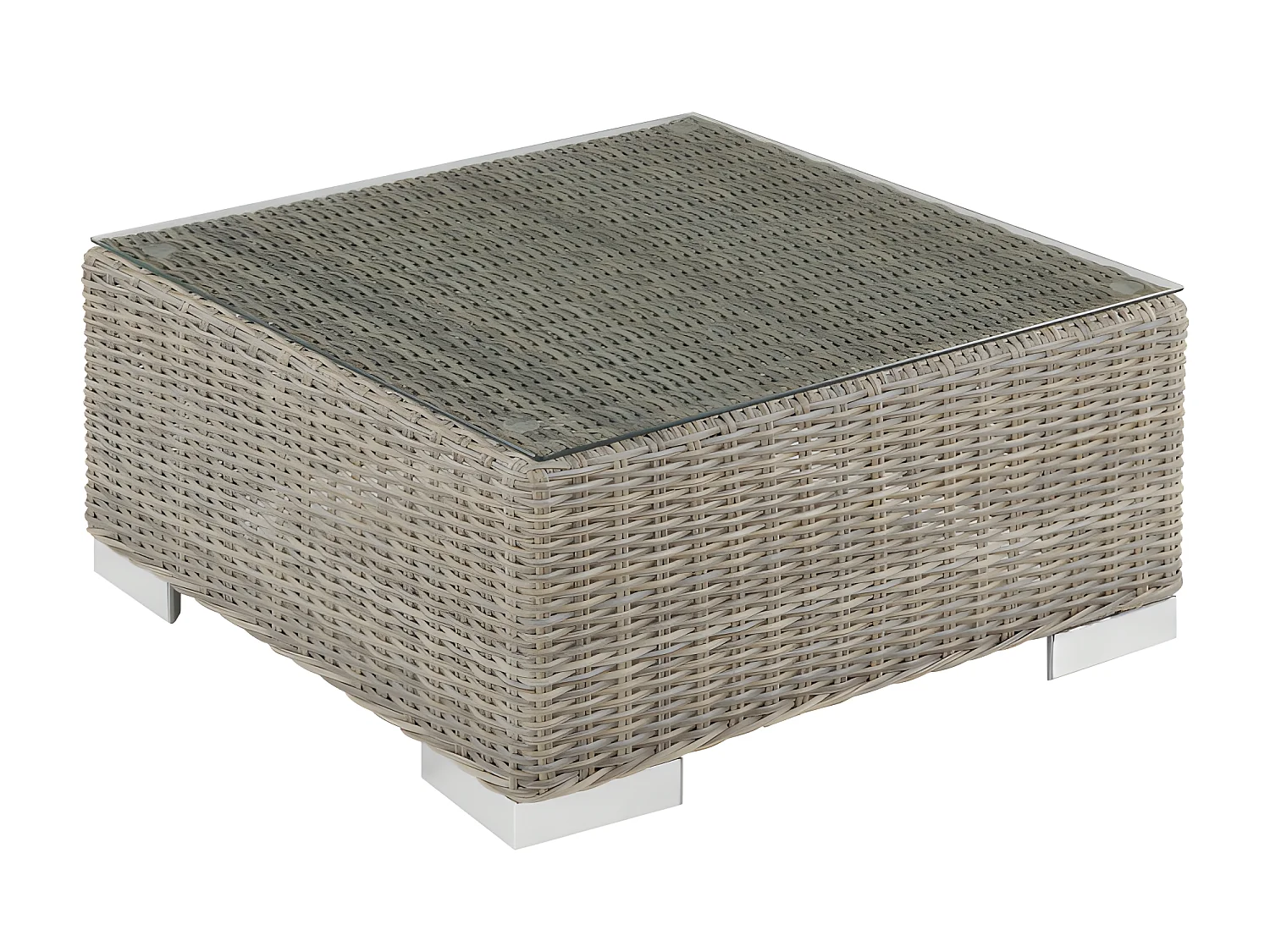 Salon de jardin modulable  en résine tressée: canapé panoramique 7 places, 2 poufs et une table basse - BUSAN de MYLIA