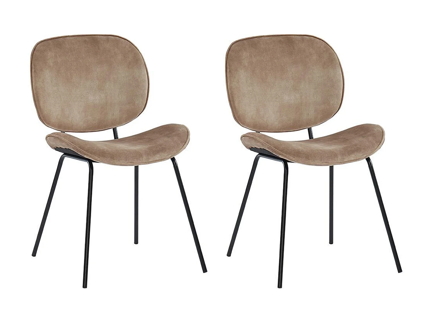 Lot de 2 chaises SABINE - Effet velours & métal - Beige