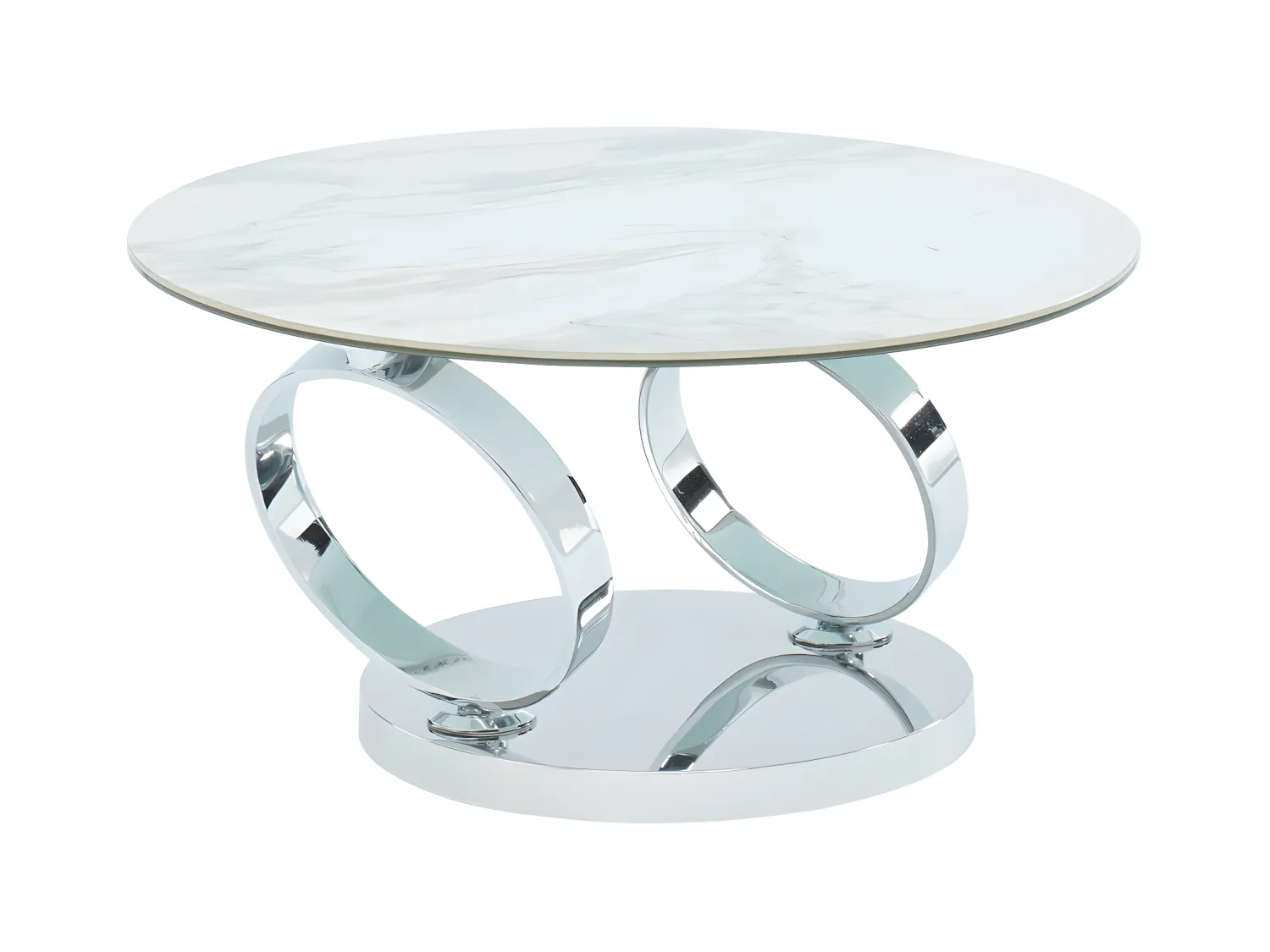 Salontafel met draaiblad JOLINE - Keramiek en gehard glas - Wit marmereffect