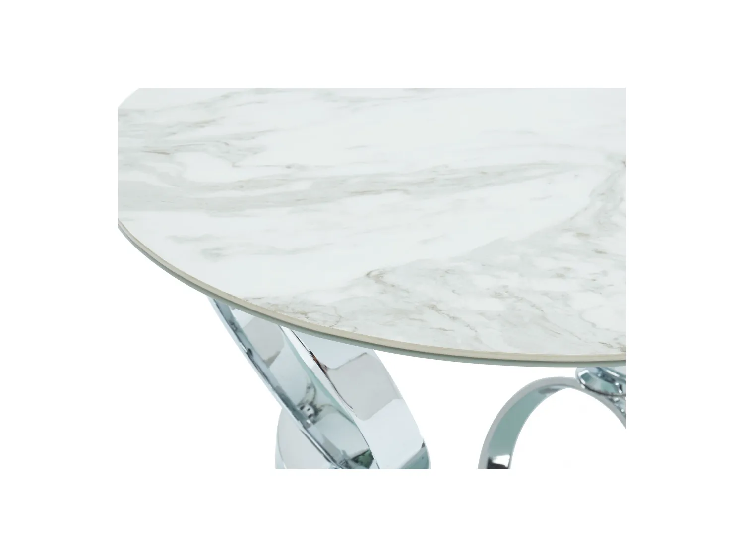Salontafel met draaiblad JOLINE - Keramiek en gehard glas - Wit marmereffect