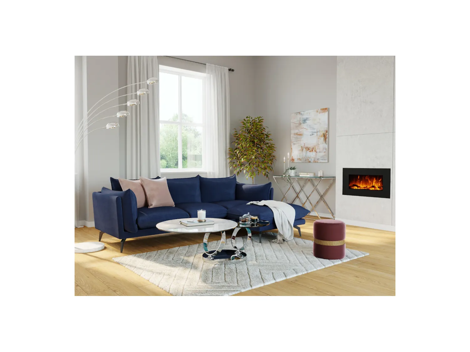 Salontafel met draaiblad JOLINE - Keramiek en gehard glas - Wit marmereffect
