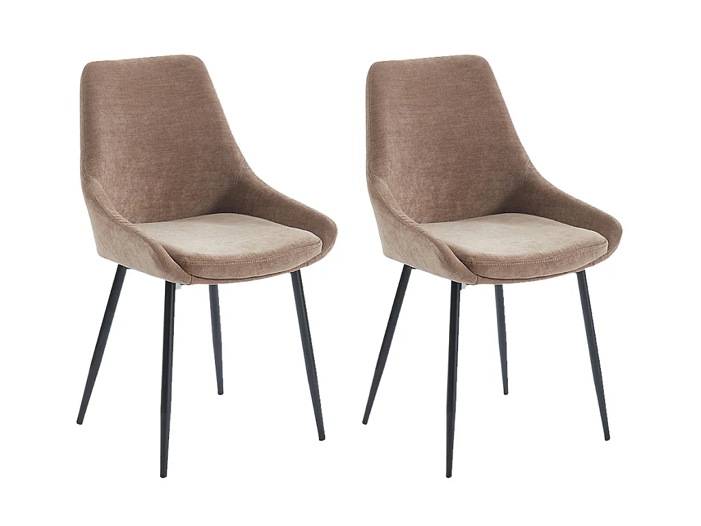 Lot de 2 chaises en tissu et métal noir - Taupe - MASURIE
