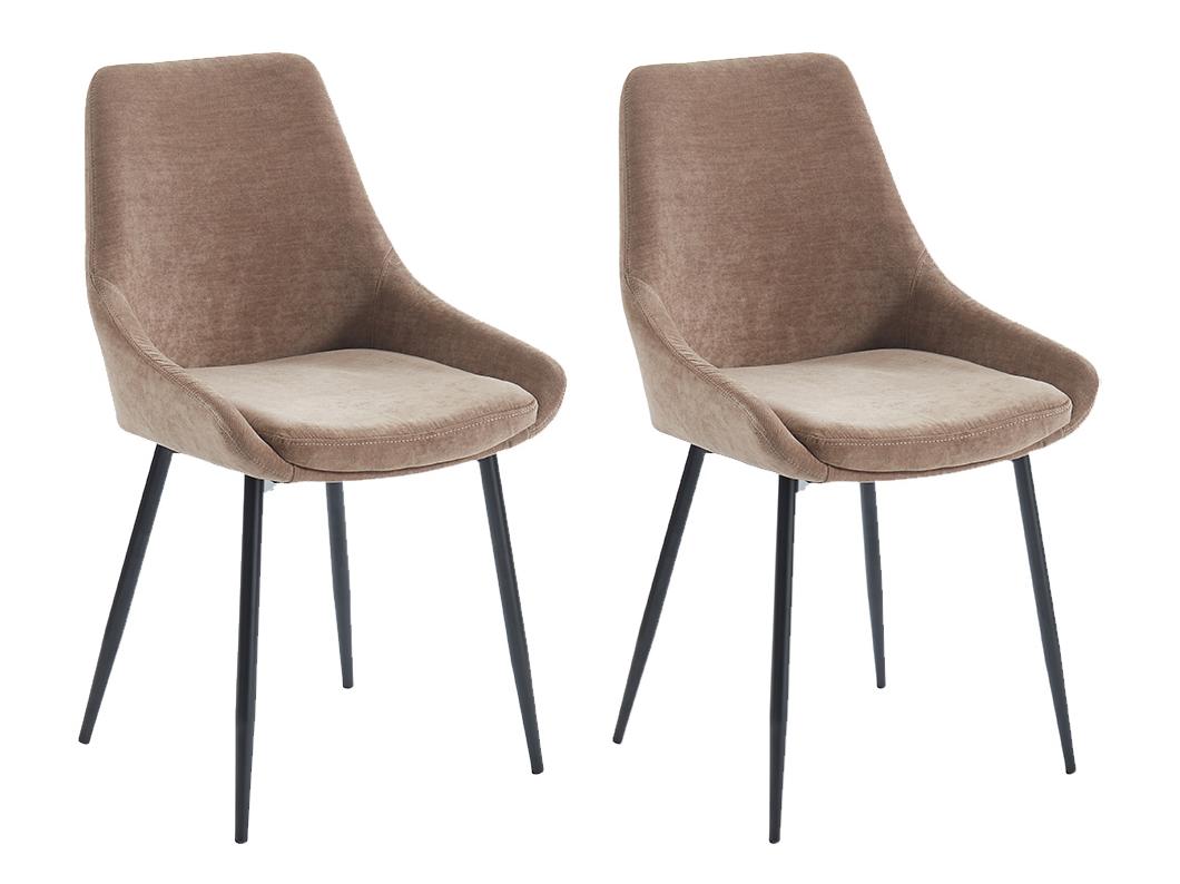 Lot de 2 chaises en tissu et métal noir - Taupe - MASURIE