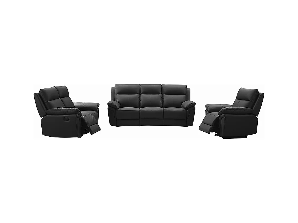Divano relax 3+2+1 posti in pelle di bufalo - Nero - PAKITA