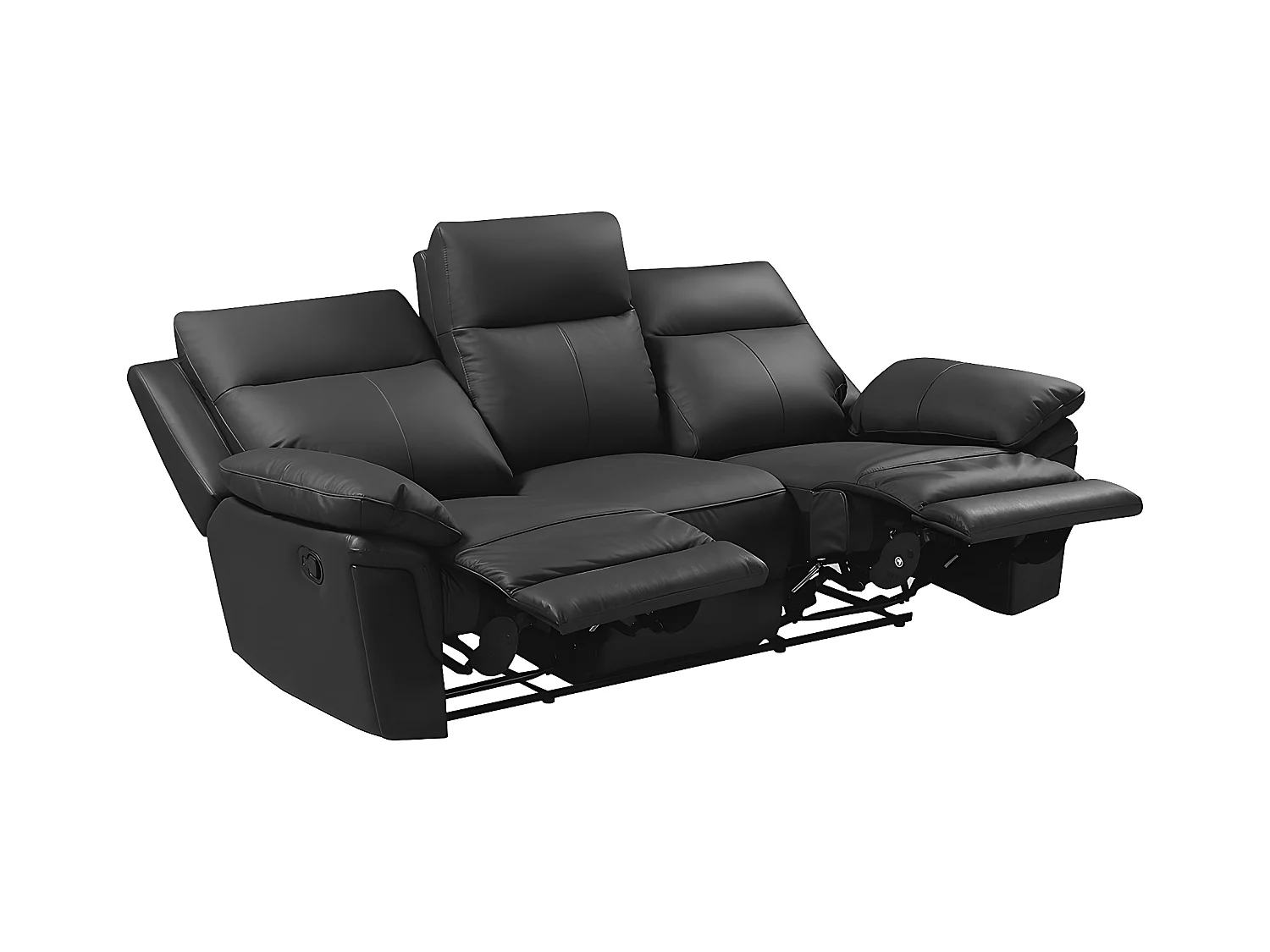 3- og 2-seters elektrisk reclinersofa i svart bøffelskinn PAKITA