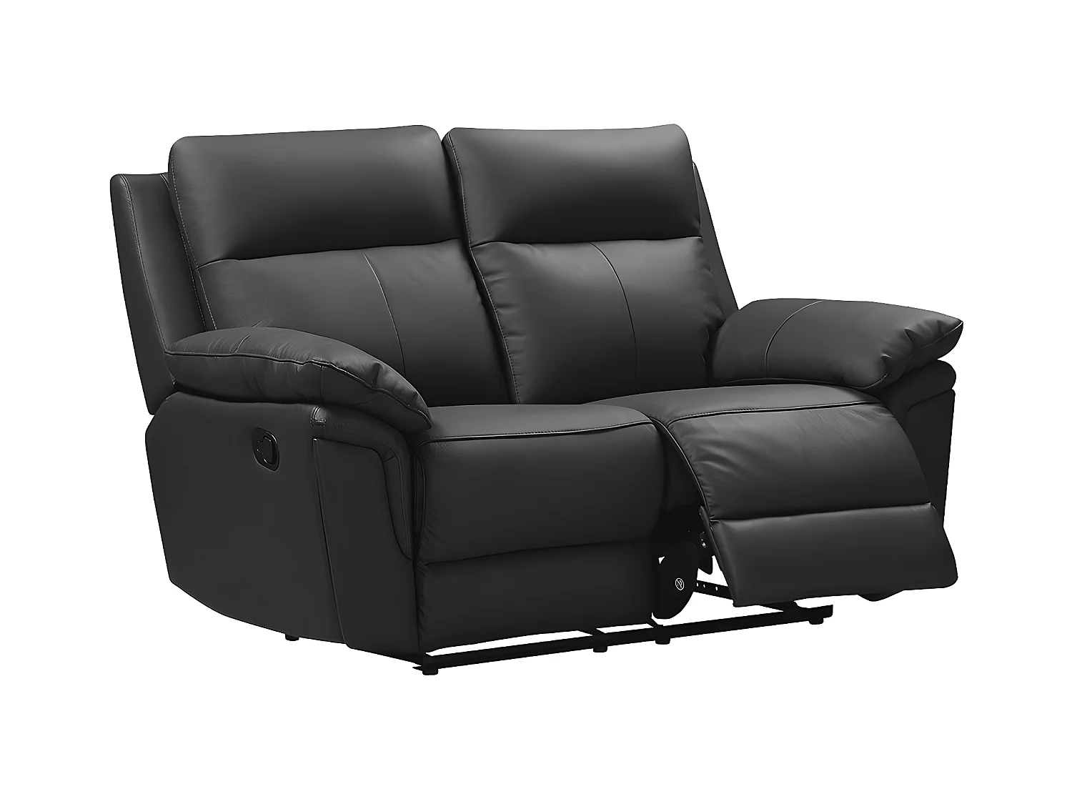 3- og 2-seters elektrisk reclinersofa i svart bøffelskinn PAKITA