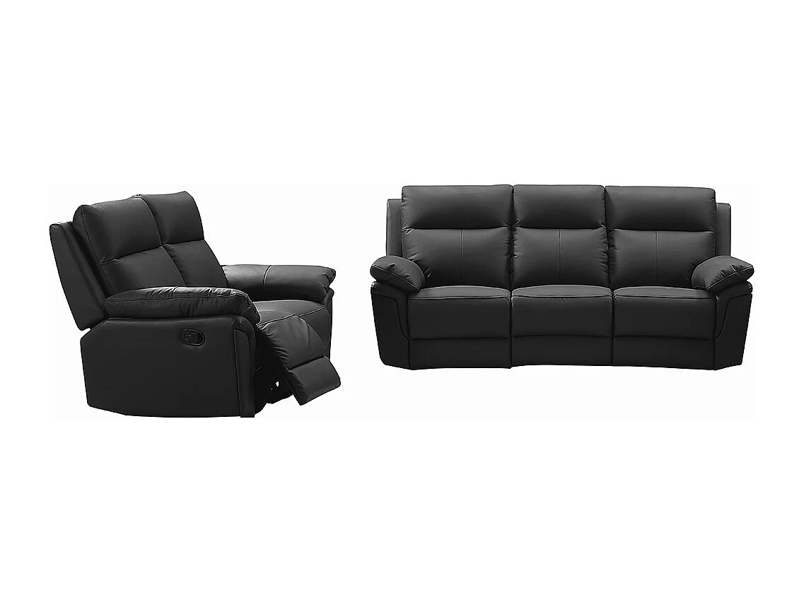 2- og 3-personers recliner sofa i sort bøffellæder PAKITA