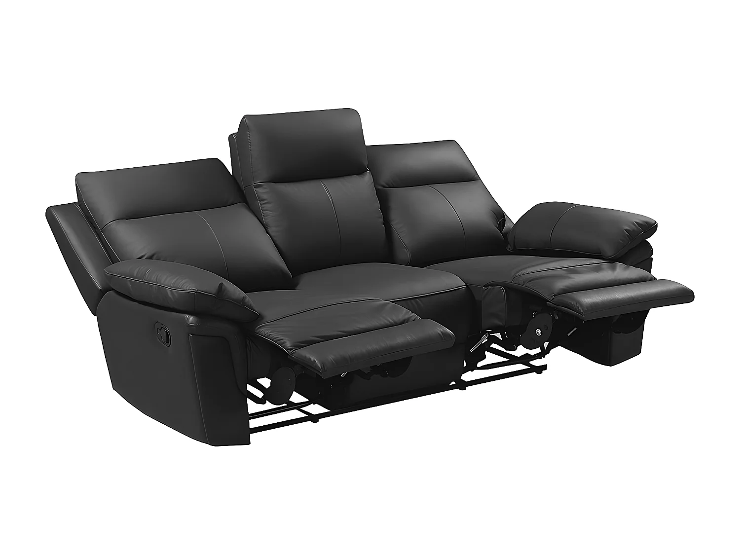 3 zits relaxbank en -fauteuil van buffelleer PAKITA - Zwart