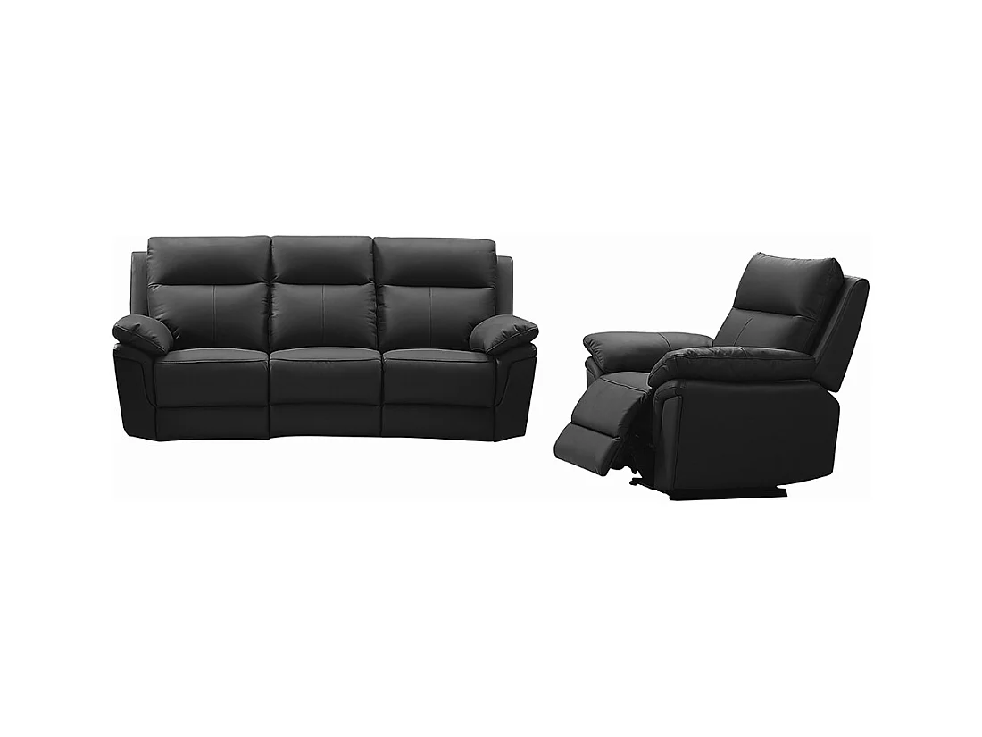 Divano relax 3+1 posti in pelle di bufalo - Nero - PAKITA