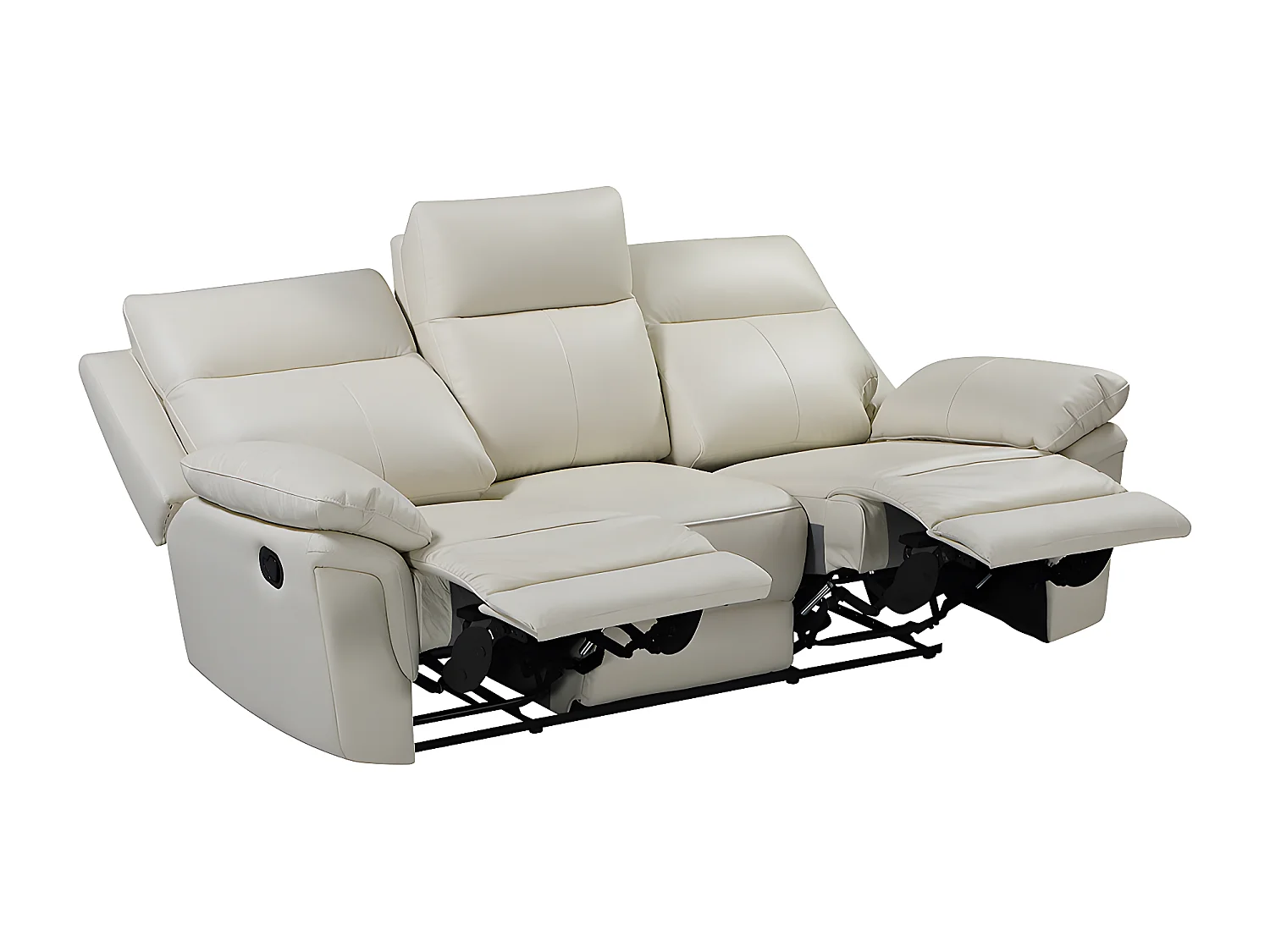 2- og 3-personers recliner sofa i elfenbensfarvet bøffellæder PAKITA