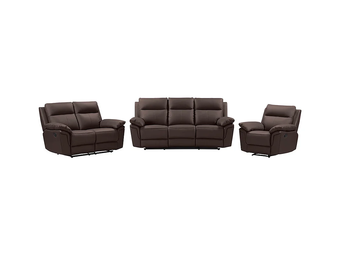 3+2 zits relaxbank en -fauteuil van buffelleer PAKITA - Bruin
