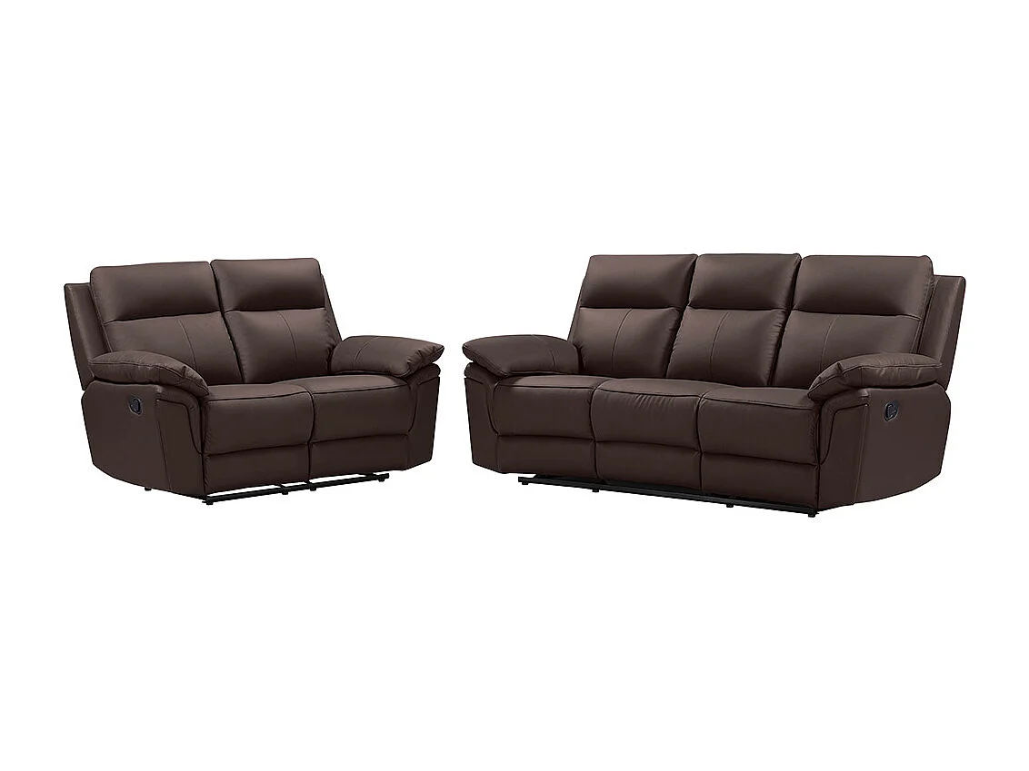 Sofá de 3+2 lugares relax em pele de búfalo Castanho - PAKITA