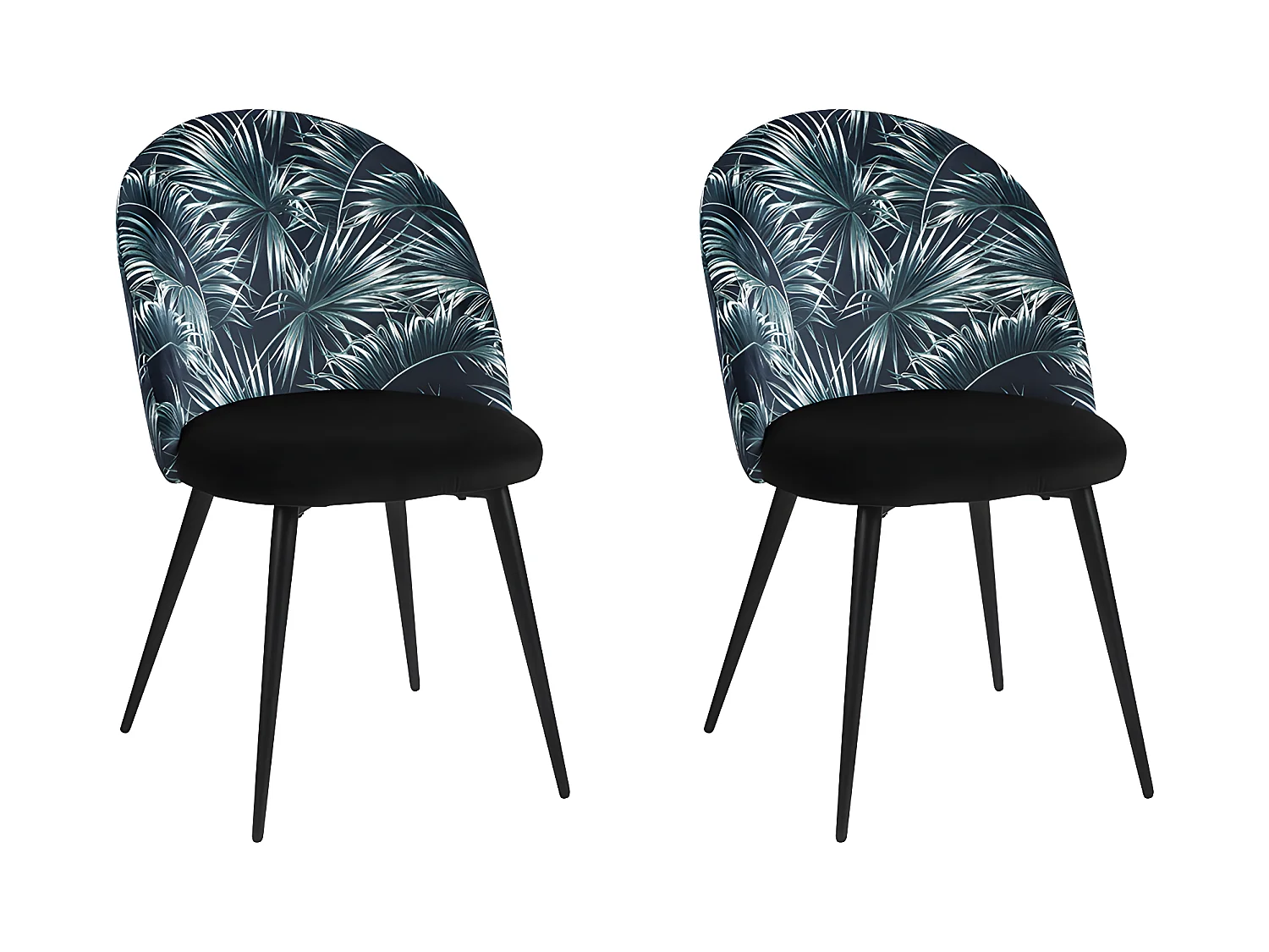 Set van 2 stoelen PALMERA - Stof en metaal - Palmmotief