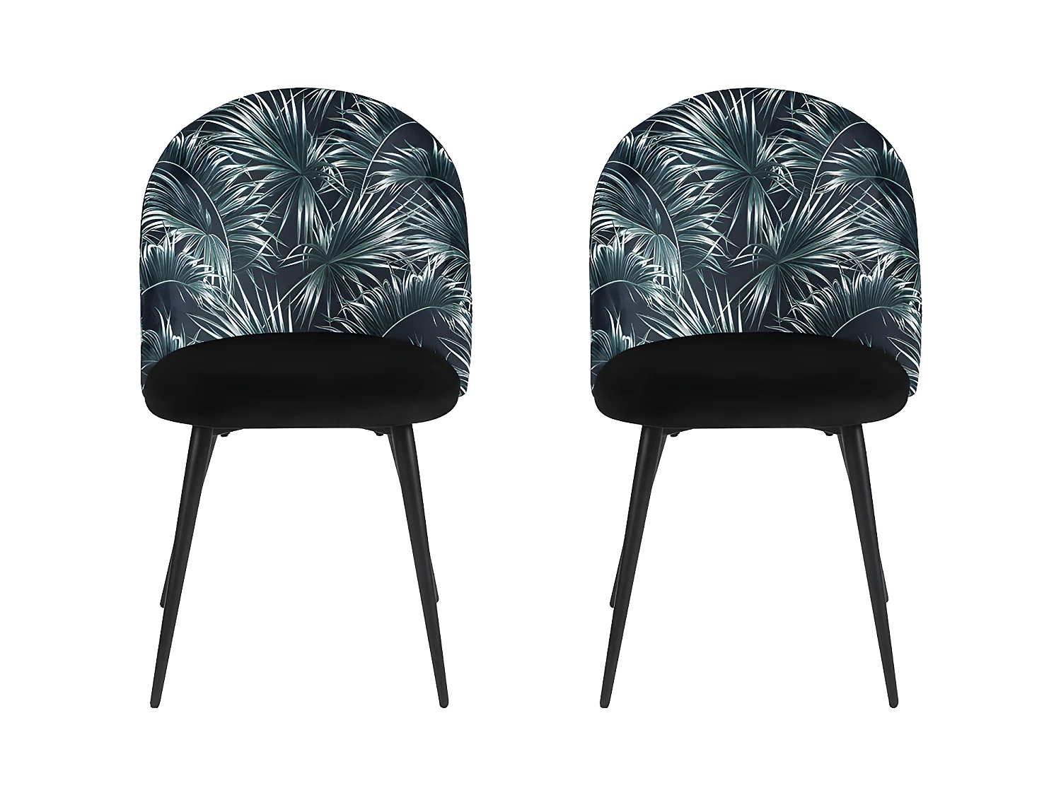 Set van 2 stoelen PALMERA - Stof en metaal - Palmmotief