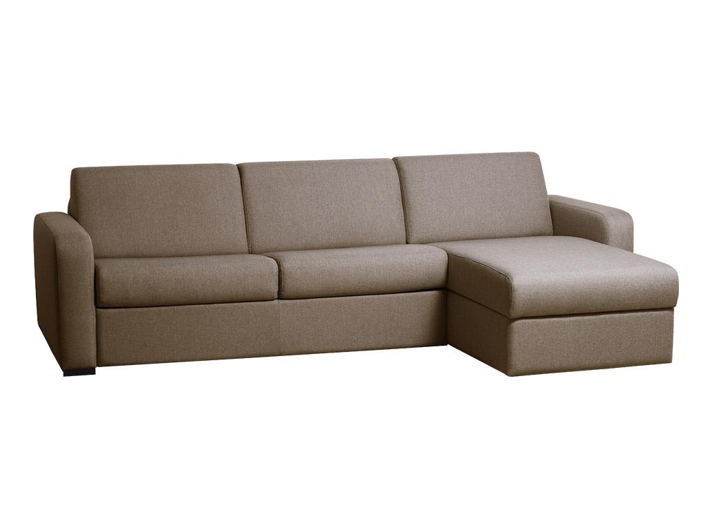 Ecksofa mit Schlaffunktion FLAVIEN - Mit Matratze - Stoff - Beige