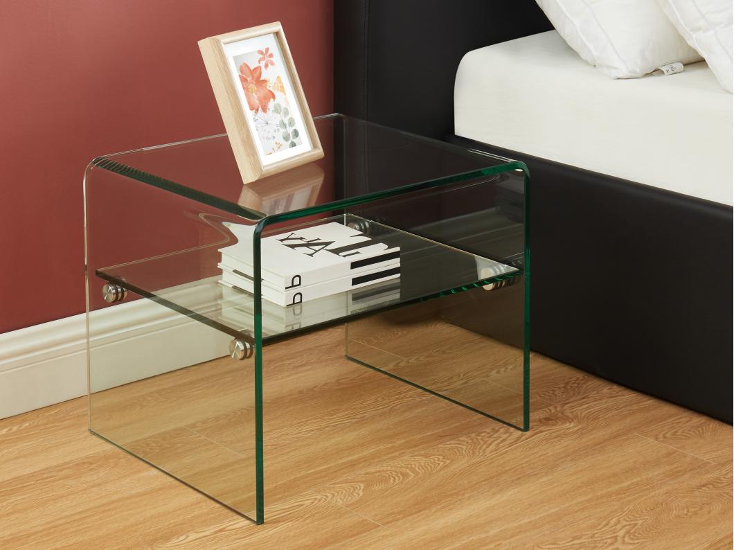 Table de chevet - 1 niche - Verre trempé - STILEOS