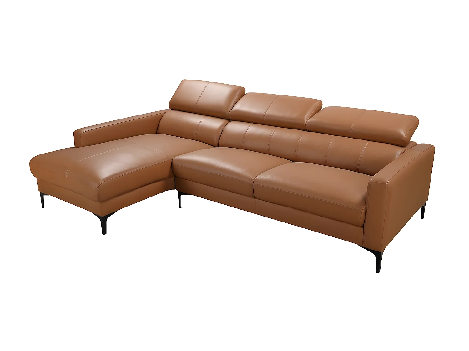 Ecksofa - Büffelleder - Ecke Links - Camel - FLORENCE