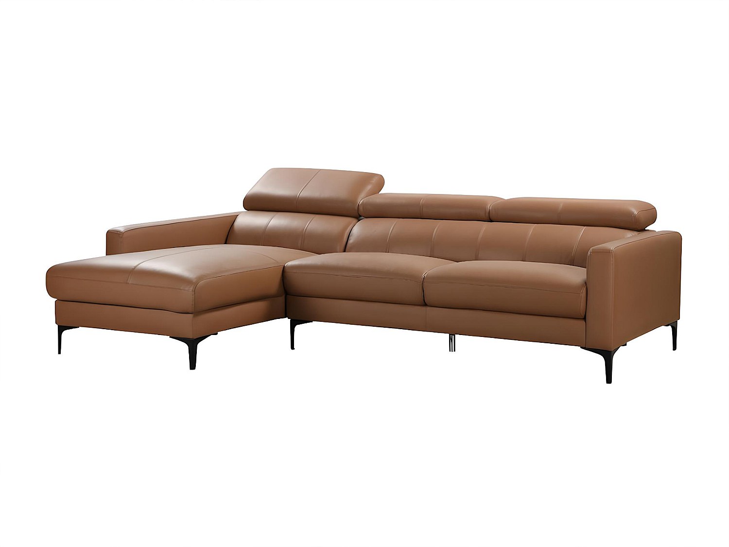 Vente-unique Ecksofa - Büffelleder - Ecke Links - Camel - Florence