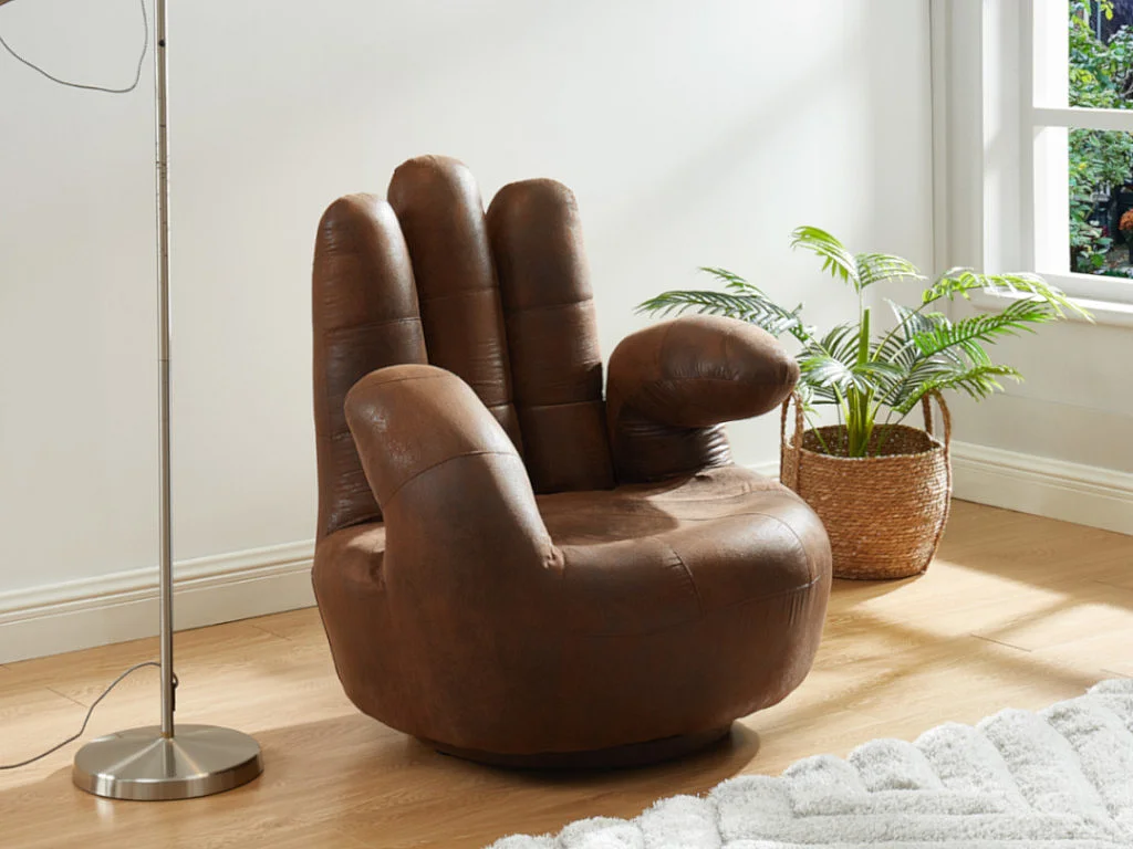Fauteuil main pivotant CATCHY en microfibre vieillie
