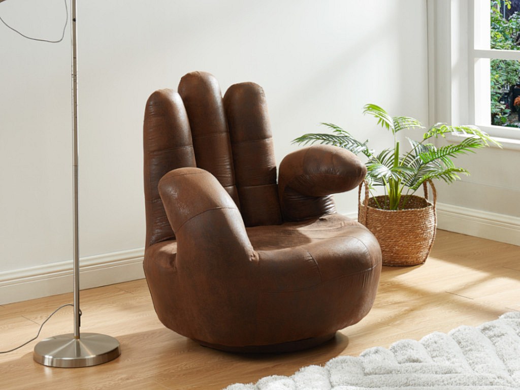 Vente-unique Fingersessel Drehbar - Microfaser - Vintage Look - Catchy
