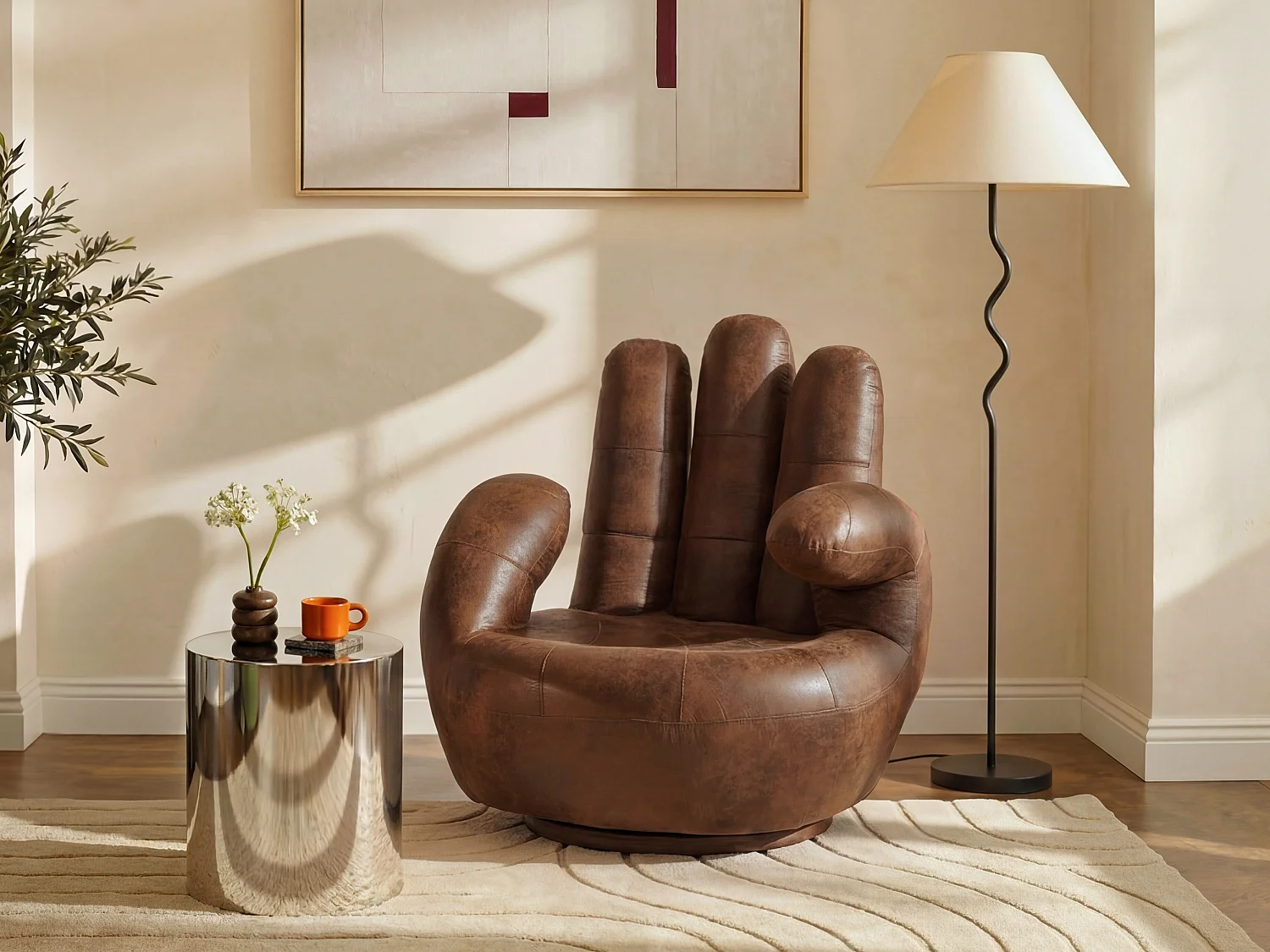 Fauteuil draaibaar CATCHY van microvezel met verouderd effect