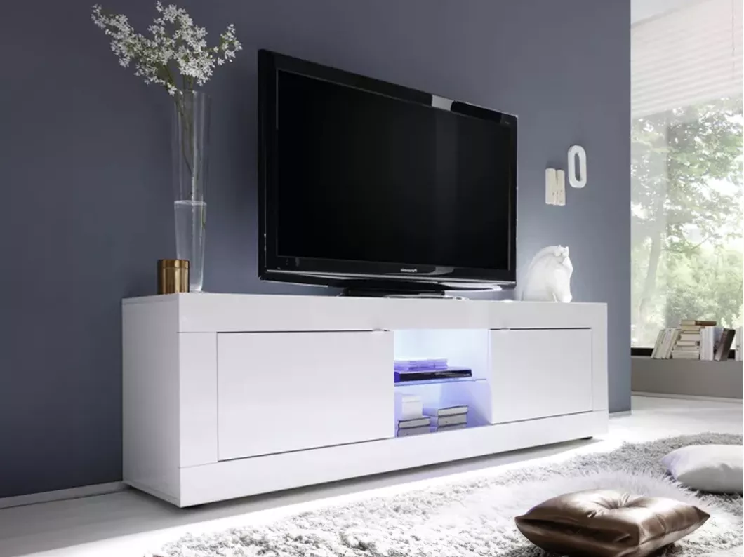 Kauf Unique TV-Möbel mit 2 Türen & LEDs - Weiß lackiert - COMETE