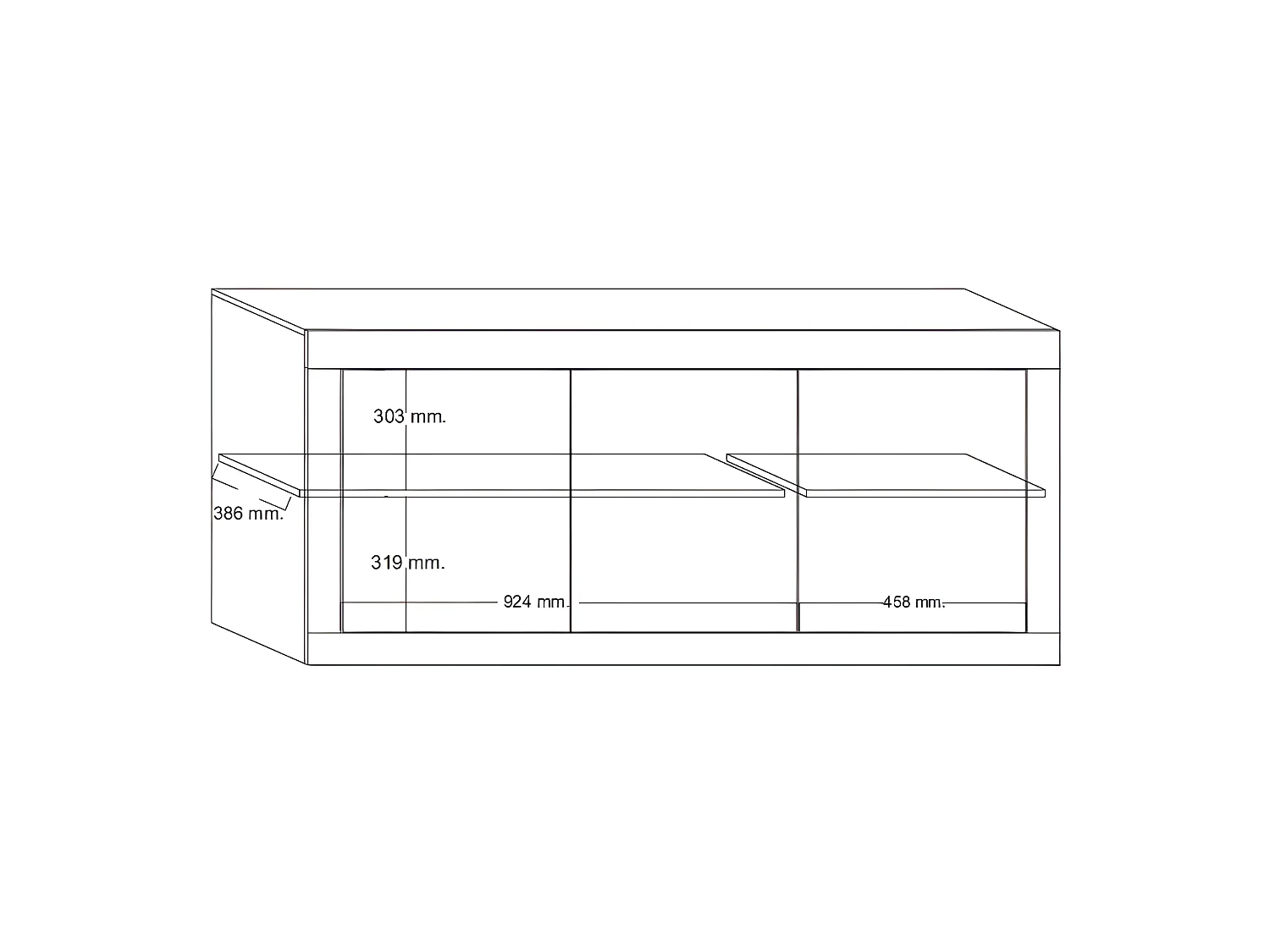 Komoda COMETE – oświetlenie – 3-drzwiowy – kolor biały lakierowany