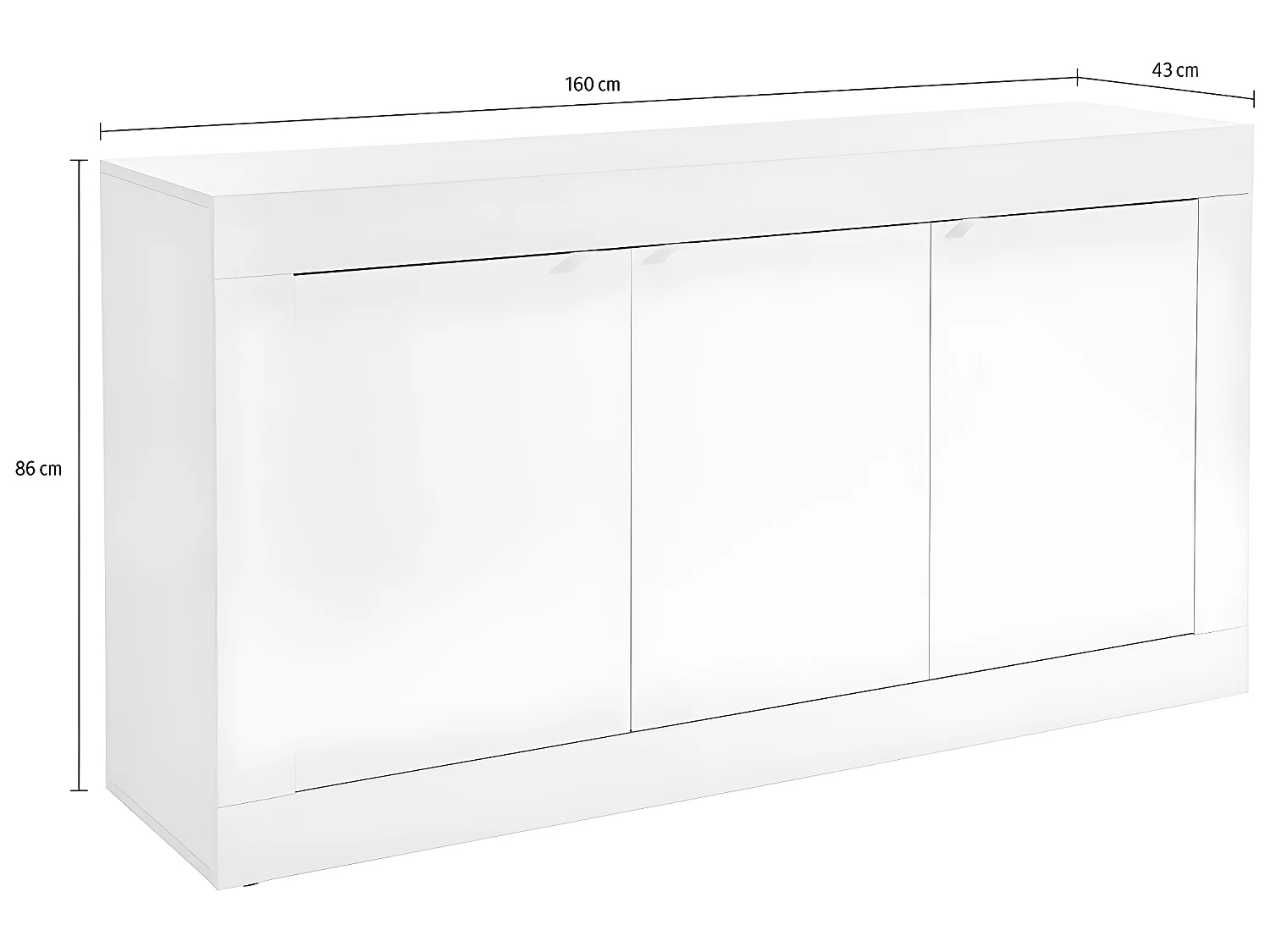 Sideboard mit 3 Türen - Weiß lackiert - COMETE