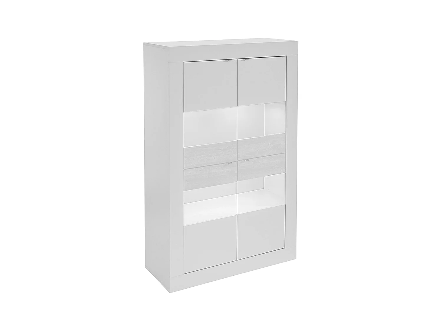 Vitrine COMETE - LEDs - 4 portes - Blanc laqué