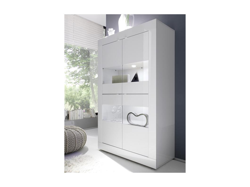 Vetrina con LED e 4 ante Bianco laccato - COMETE