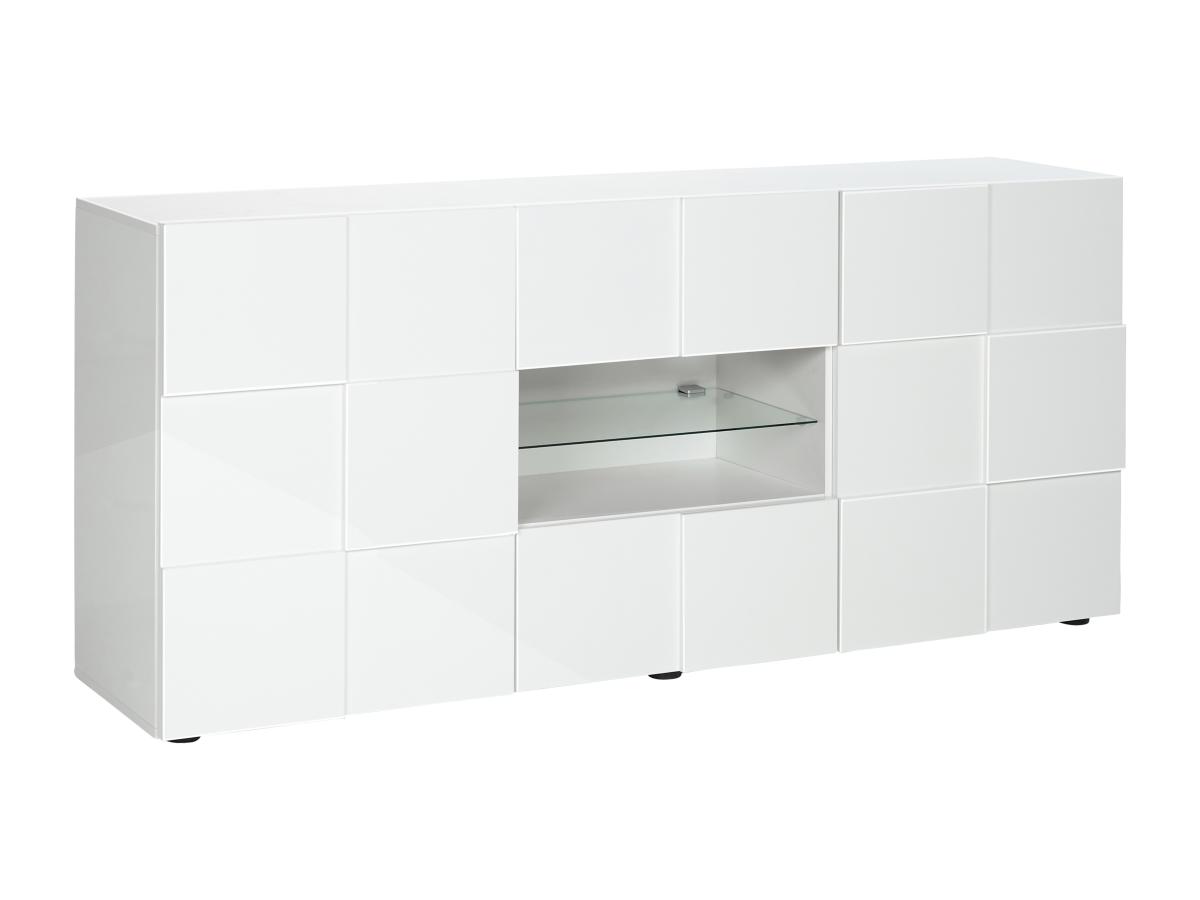 Sideboard mit 2 Türen & 2 Schubladen + LEDs - Weiß lackiert - CALISTO günstig online kaufen