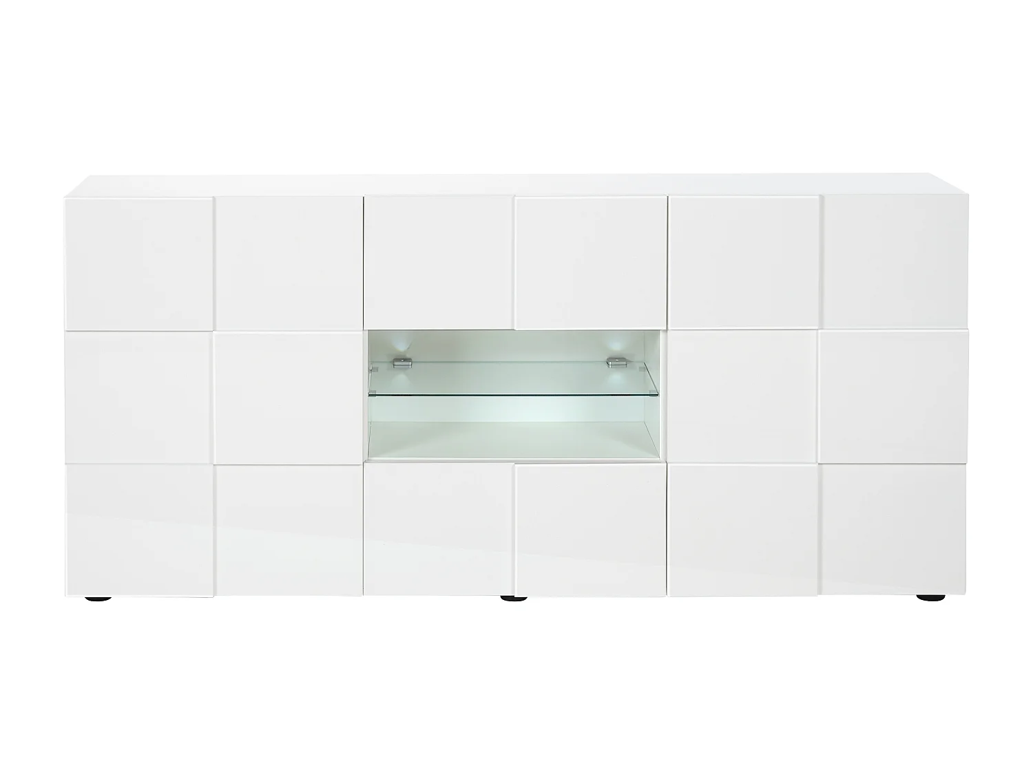 Buffetkast CALISTO - Met led-verlichting - Twee poorten en twee lades - Wit gelakt