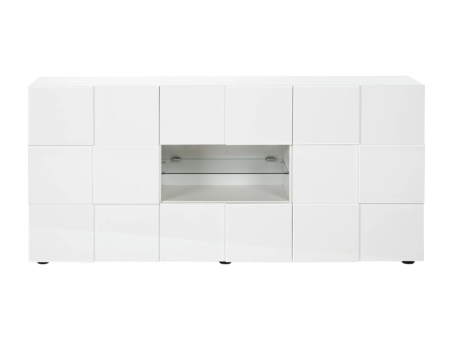 Buffetkast CALISTO - Met led-verlichting - Twee poorten en twee lades - Wit gelakt