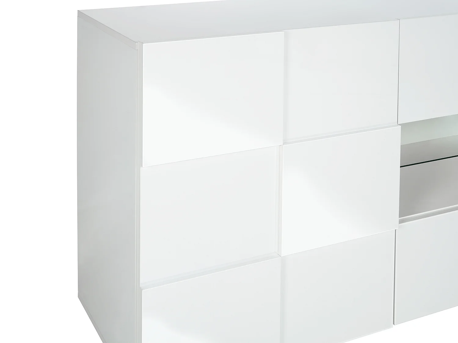 Buffetkast CALISTO - Met led-verlichting - Twee poorten en twee lades - Wit gelakt