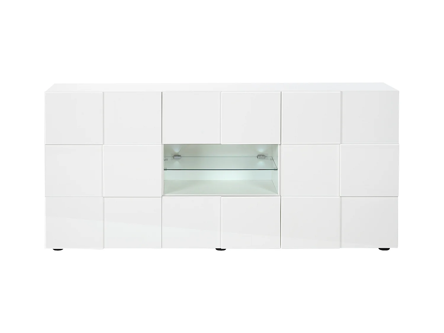 Buffetkast CALISTO - Met led-verlichting - Twee poorten en twee lades - Wit gelakt