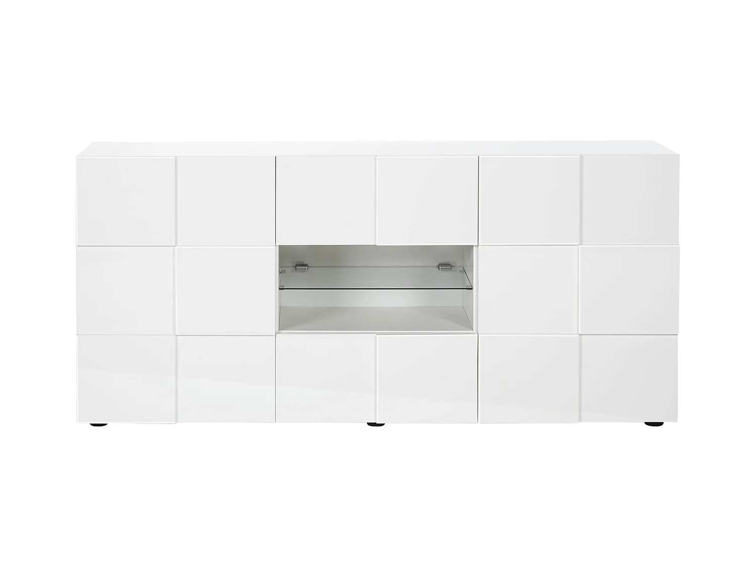 Buffetkast CALISTO - Met led-verlichting - Twee poorten en twee lades - Wit gelakt