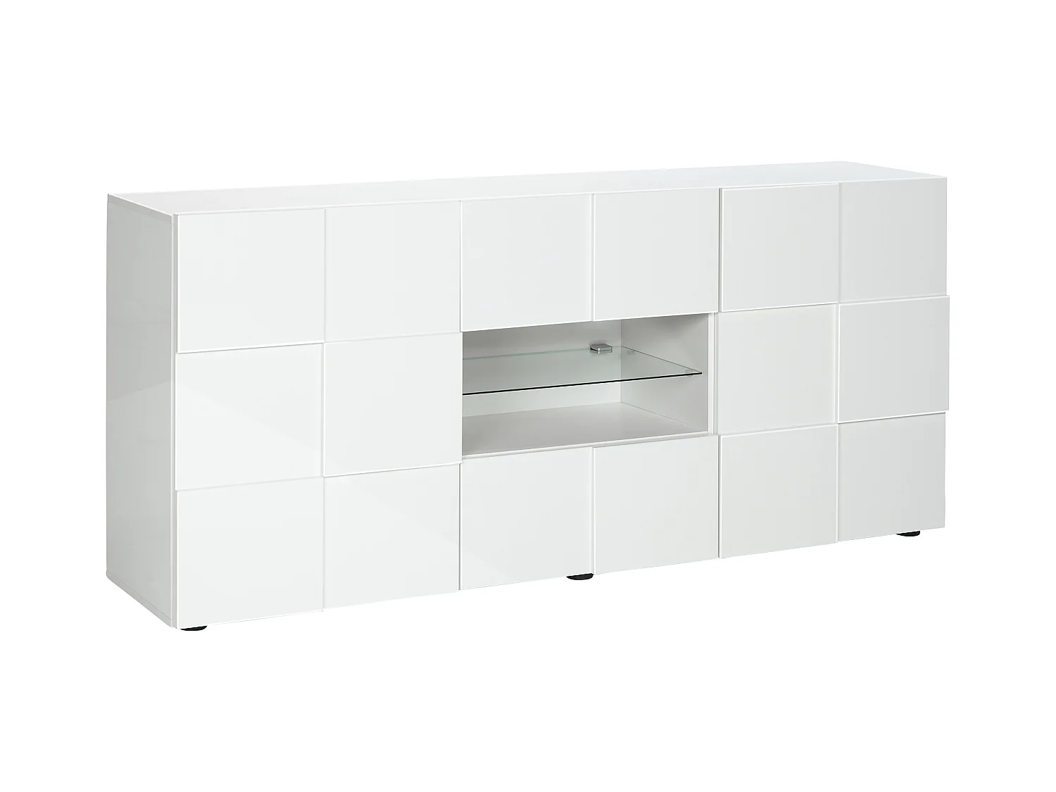 Buffetkast CALISTO - Met led-verlichting - Twee poorten en twee lades - Wit gelakt