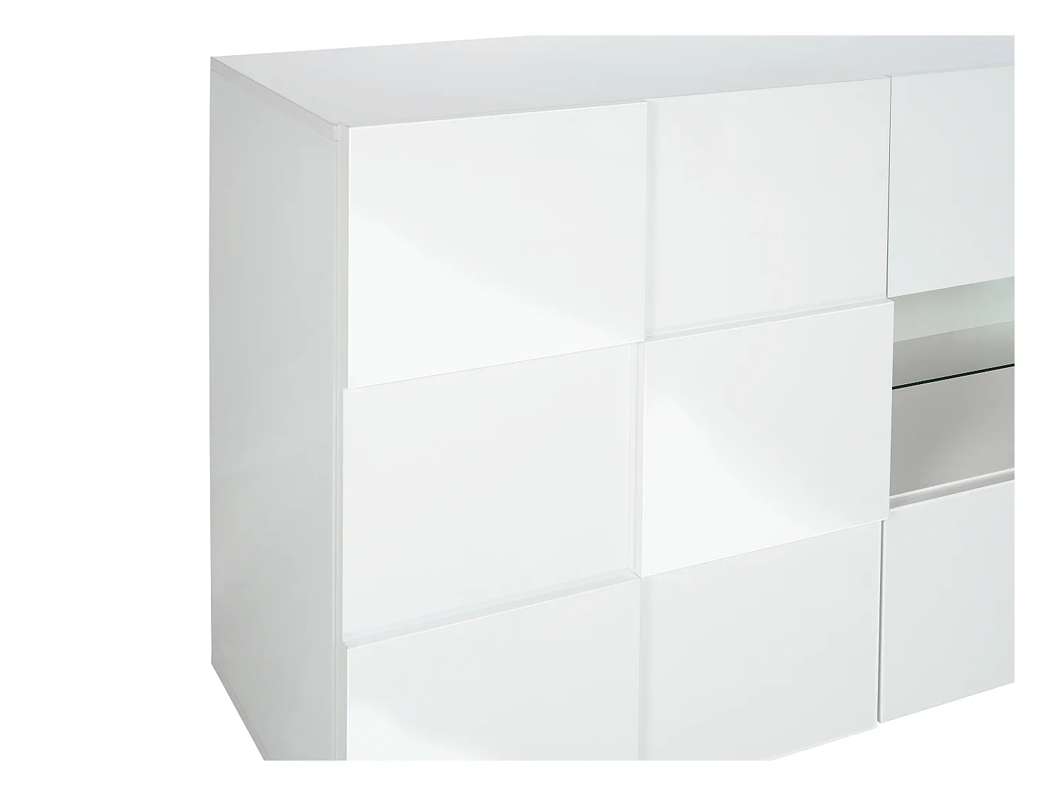 Buffetkast CALISTO - Met led-verlichting - Twee poorten en twee lades - Wit gelakt