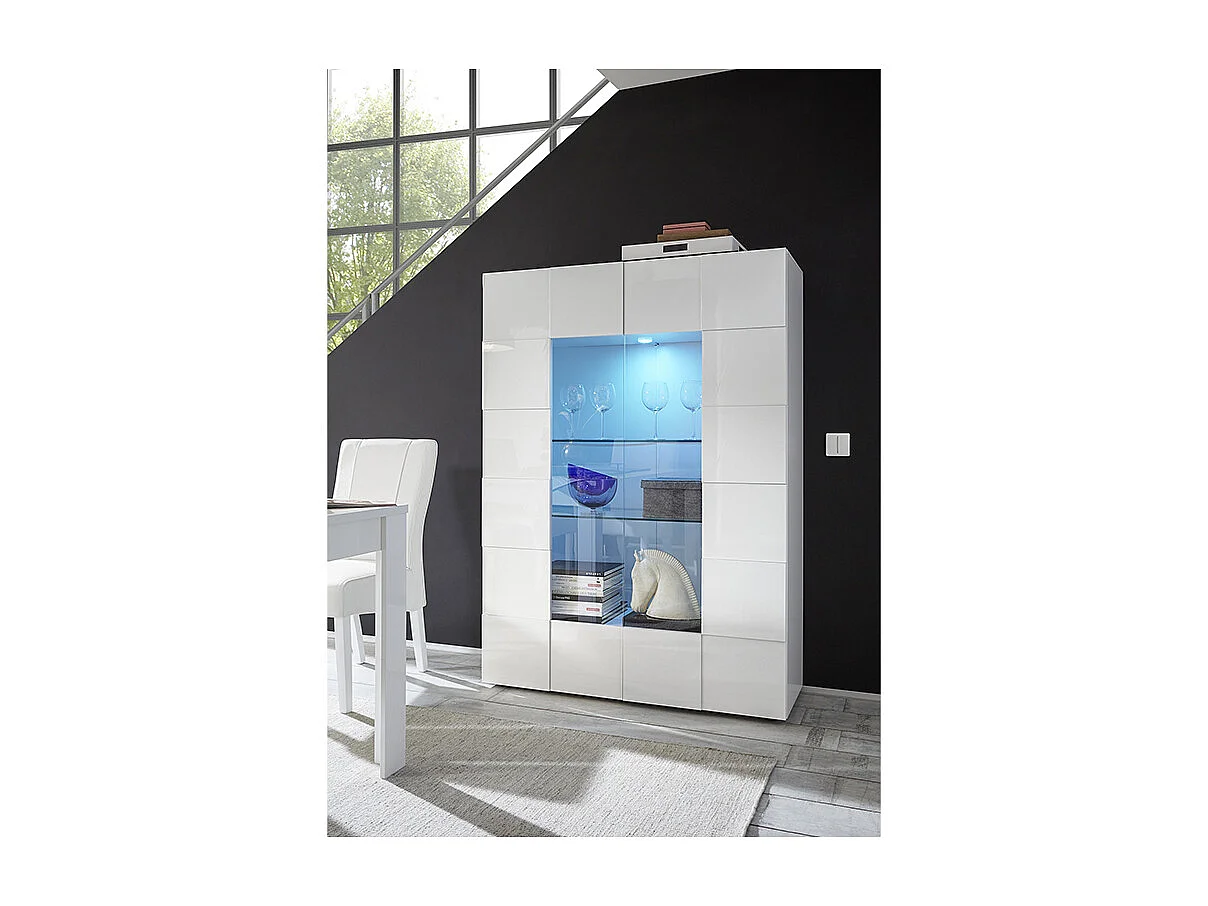 Vitrine CALISTO - LEDs - 2 portes - Blanc laqué