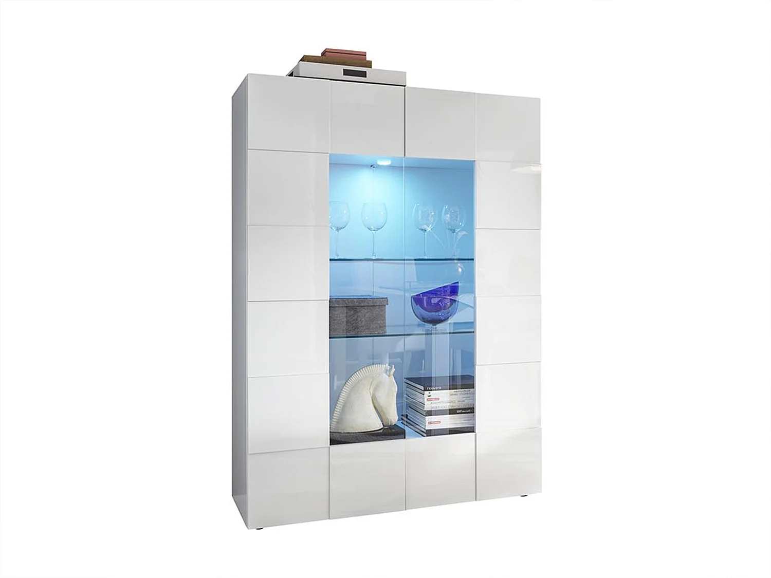 Vitrine CALISTO - LEDs - 2 portes - Blanc laqué