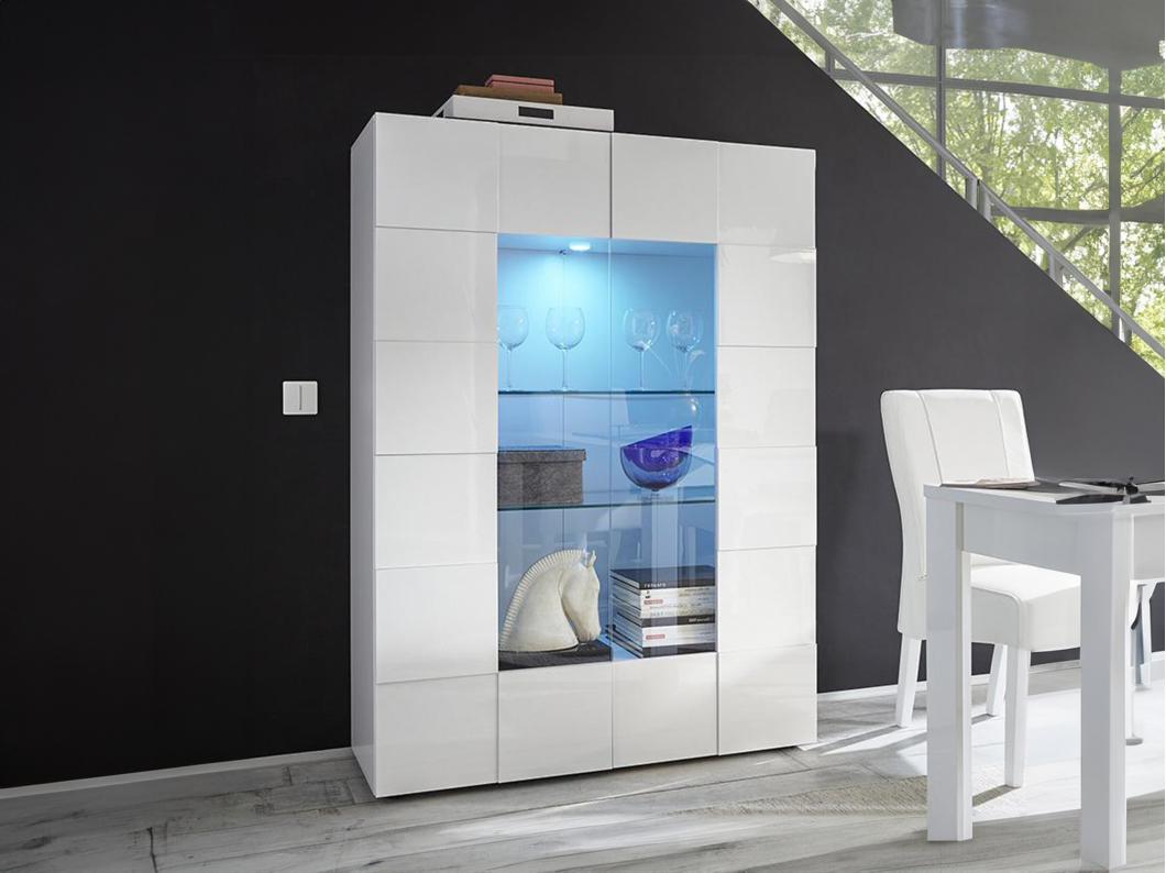 Vitrine CALISTO - LEDs - 2 portes - Blanc laqué