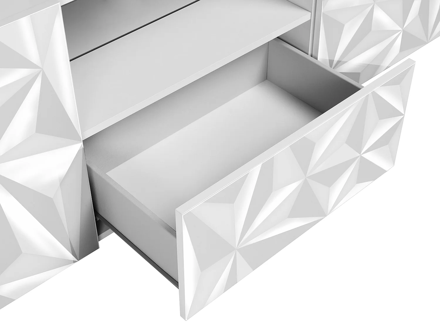 TV-Möbel mit 2 Türen & 1 Schublade + LED-Beleuchtung - Weiß lackiert - ERIS