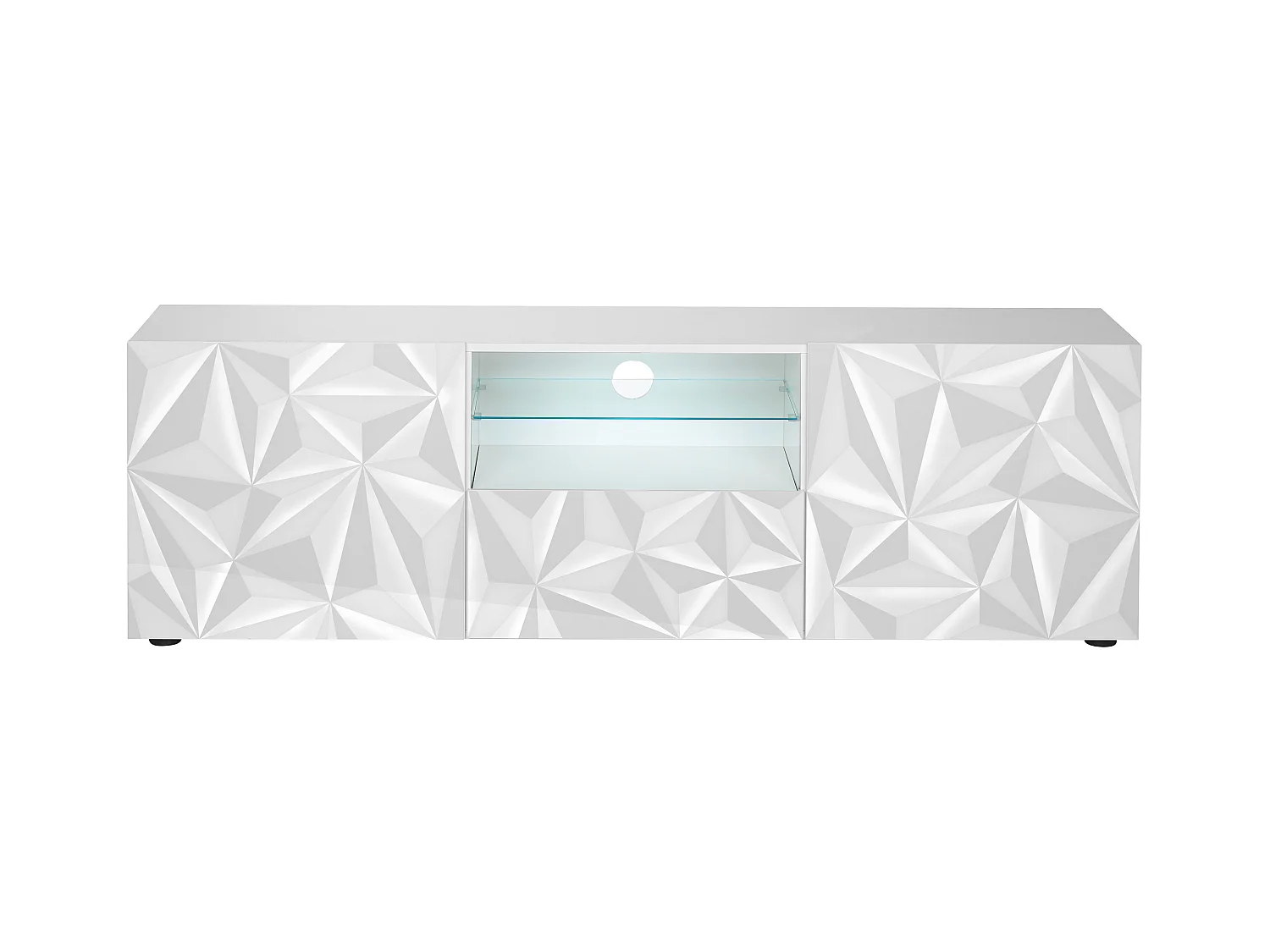 Mobile TV con LED e 2 ante e 1 cassetto Bianco laccato - ERIS