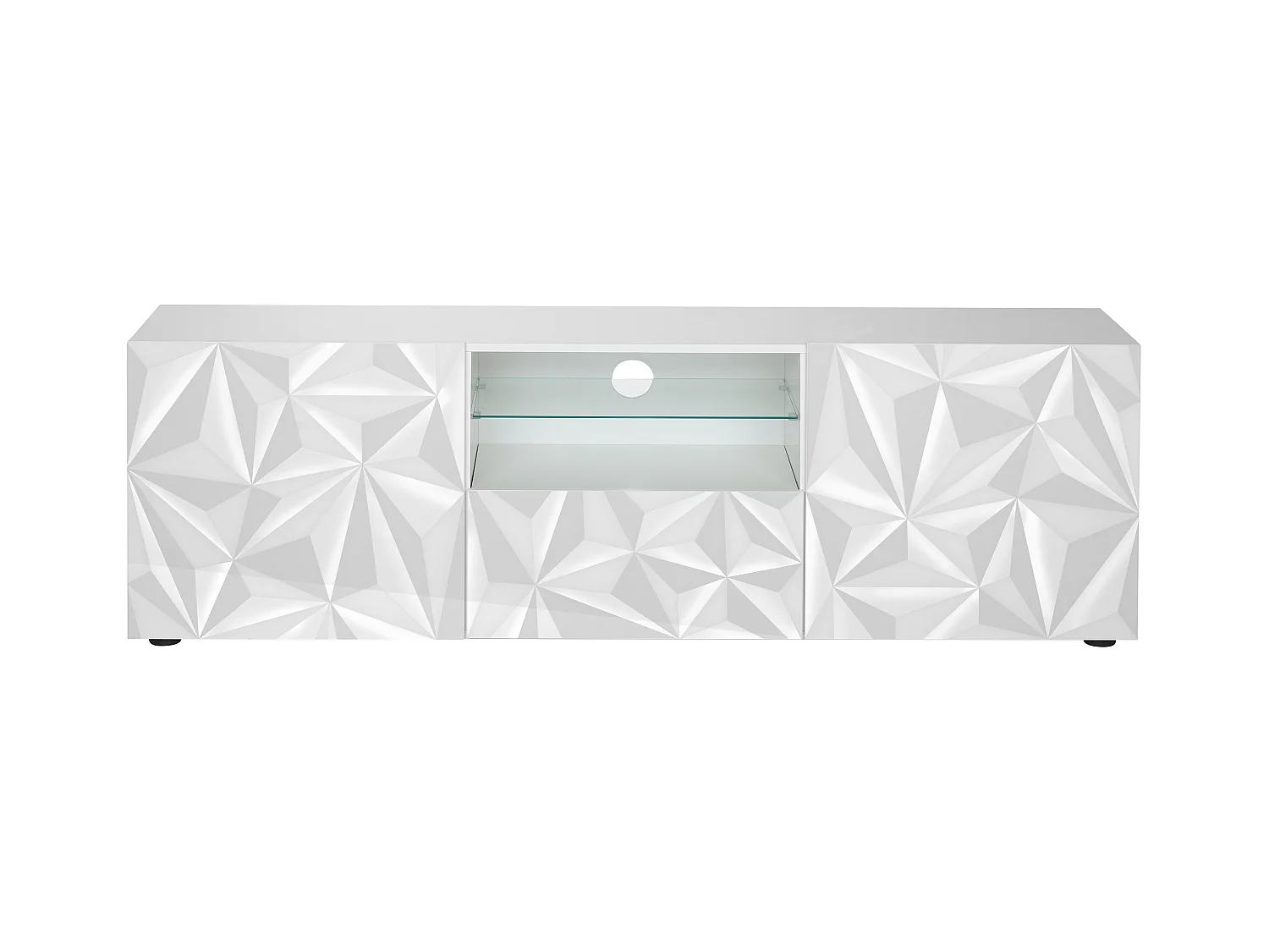 Mobile TV con LED e 2 ante e 1 cassetto Bianco laccato - ERIS