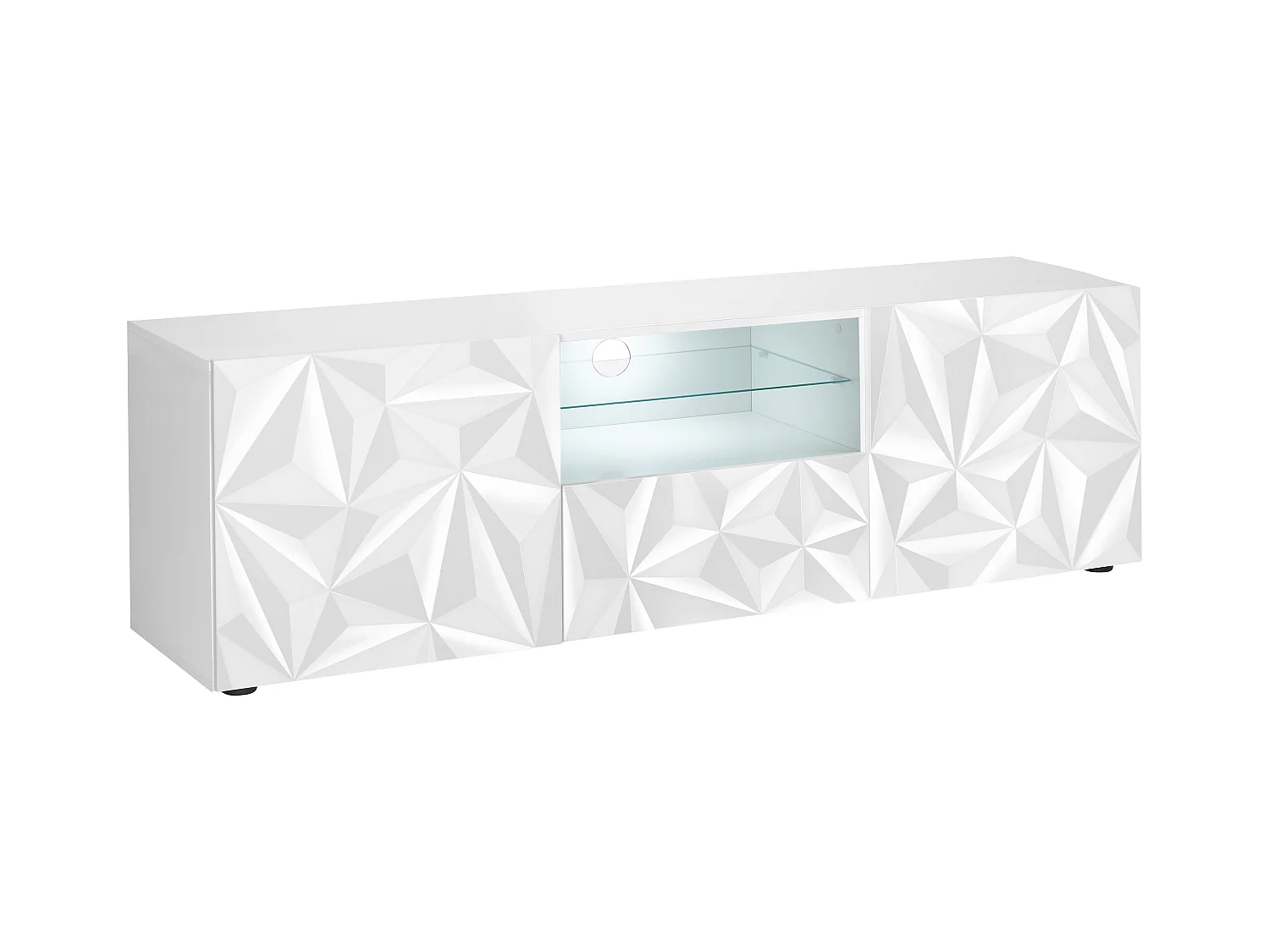 Mobile TV con LED e 2 ante e 1 cassetto Bianco laccato - ERIS