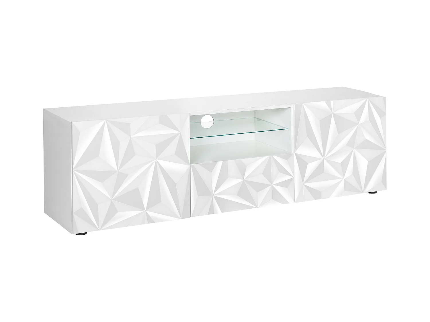Mobile TV con LED e 2 ante e 1 cassetto Bianco laccato - ERIS