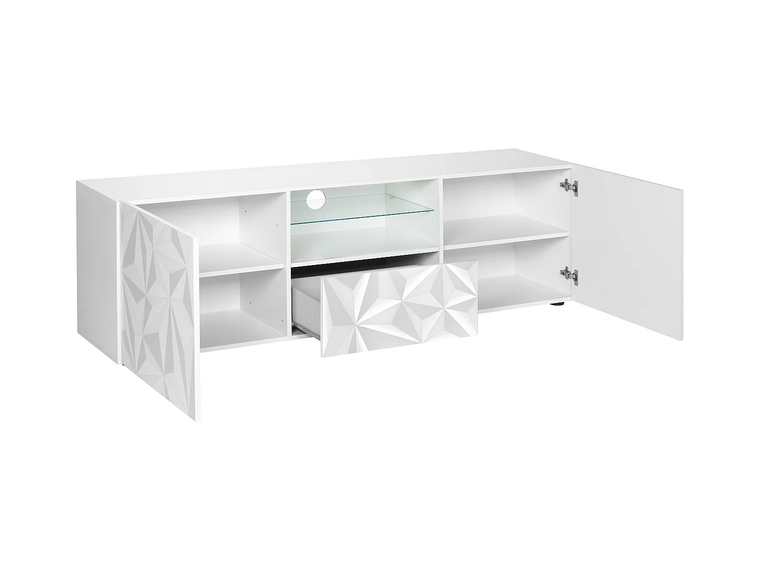 Mobile TV con LED e 2 ante e 1 cassetto Bianco laccato - ERIS