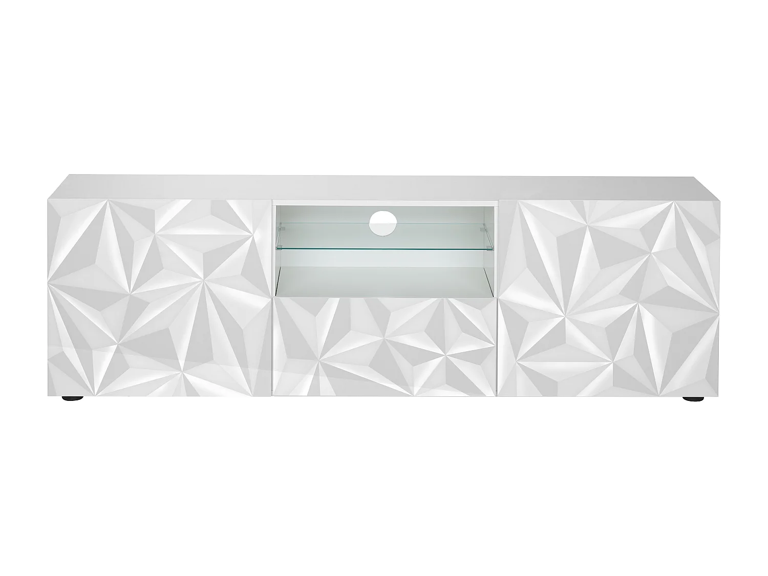 Meuble TV ERIS - LEDs - 2 portes & 1 tiroir - Blanc laqué