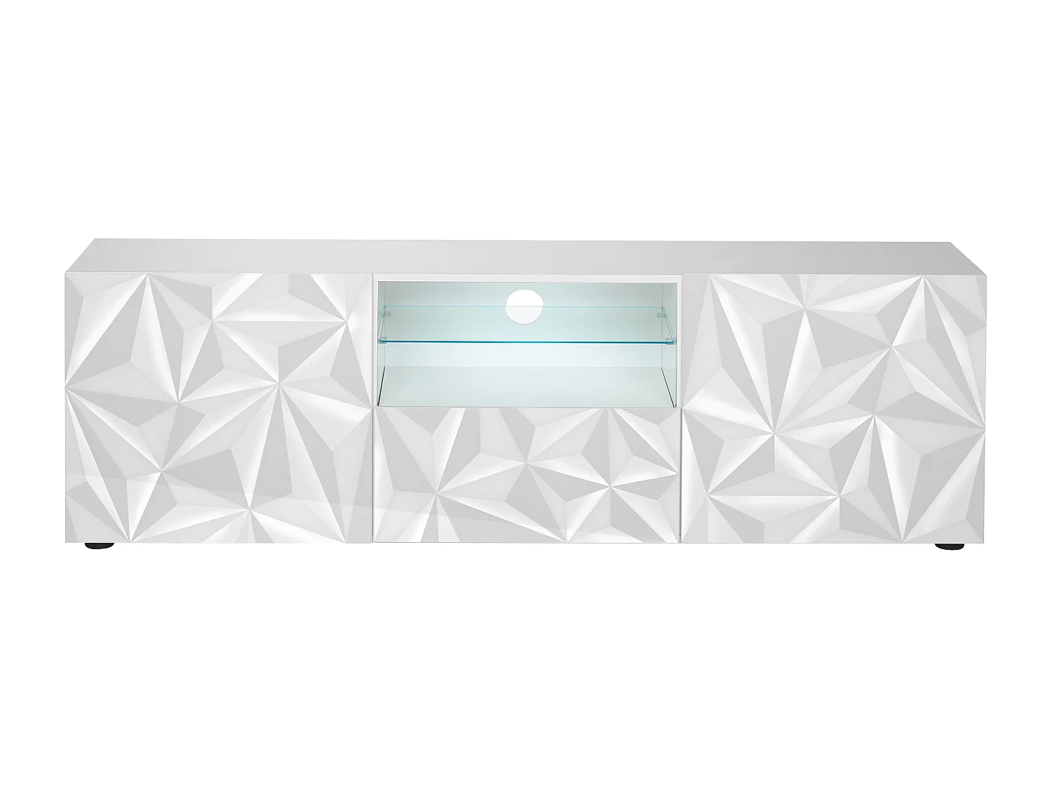 Meuble TV ERIS - LEDs - 2 portes & 1 tiroir - Blanc laqué